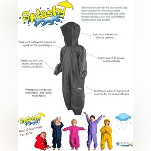 ✨Splashy One Piece Rain and Mud Suit | Black | 6-12 Months